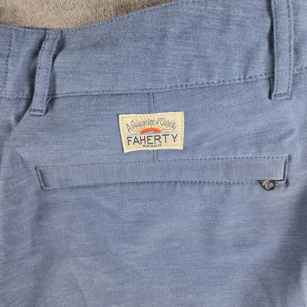 Faherty All Day Shorts Mens 31(32) Blue Stretch Casual Beachy Surfer Drawstring